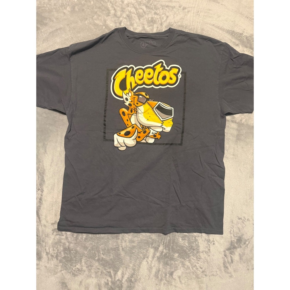 Cheetos Graphic T-Shirt Mens XL Gray Chester Cheetah Short Sleeve Snack Promo